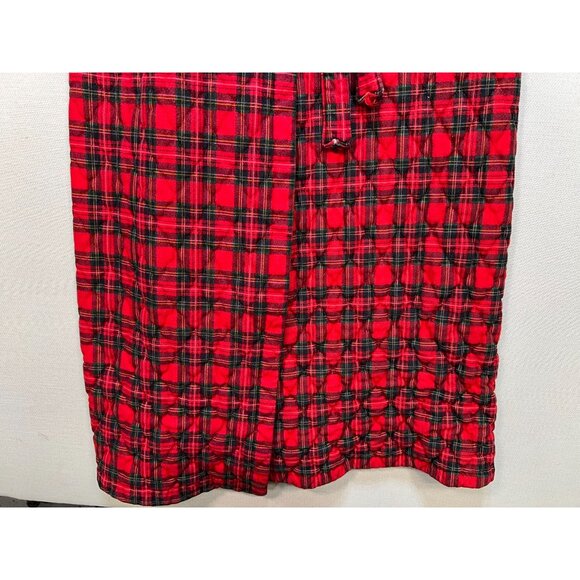 Vintage Lorraine Womens Robe Large Red Plaid Wrap Quilted Belted Retro Flannel - Picture 5 of 13